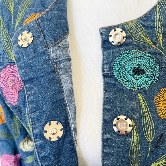 Ann Trinity | Vintage 90s Y2K Linen Blend Floral Embroidered Jacket/Shacket | M - Picture 8 of 15